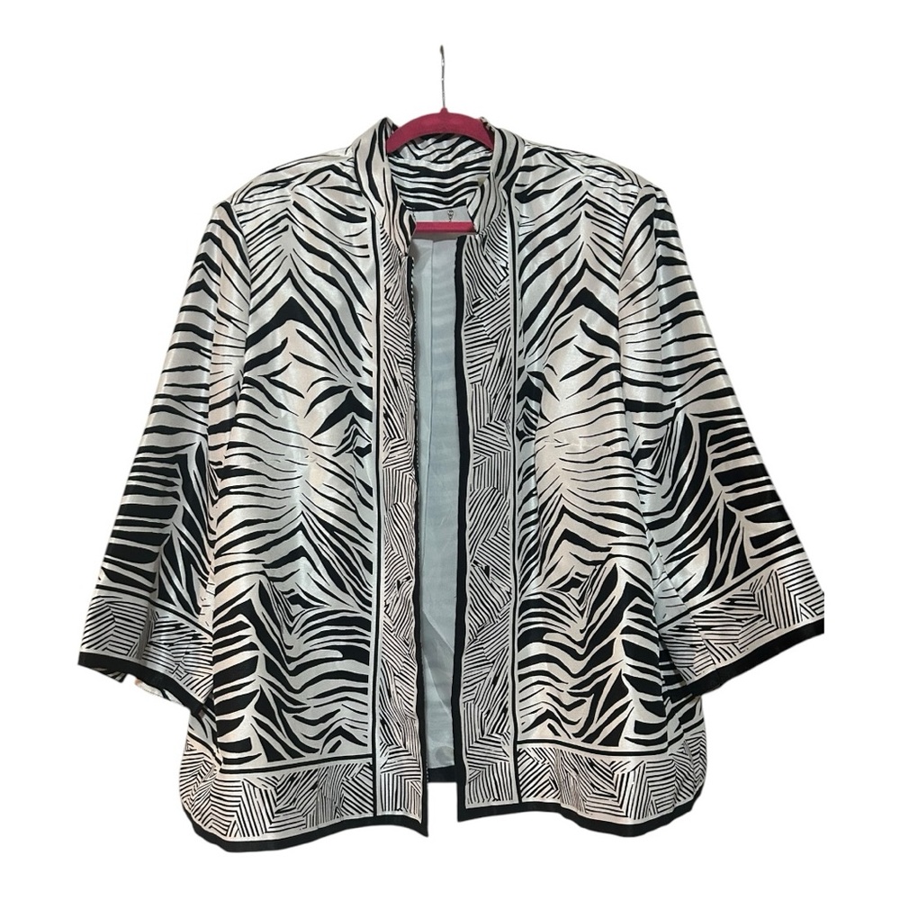 Zebra Print Open-Front Jacket - Black & White